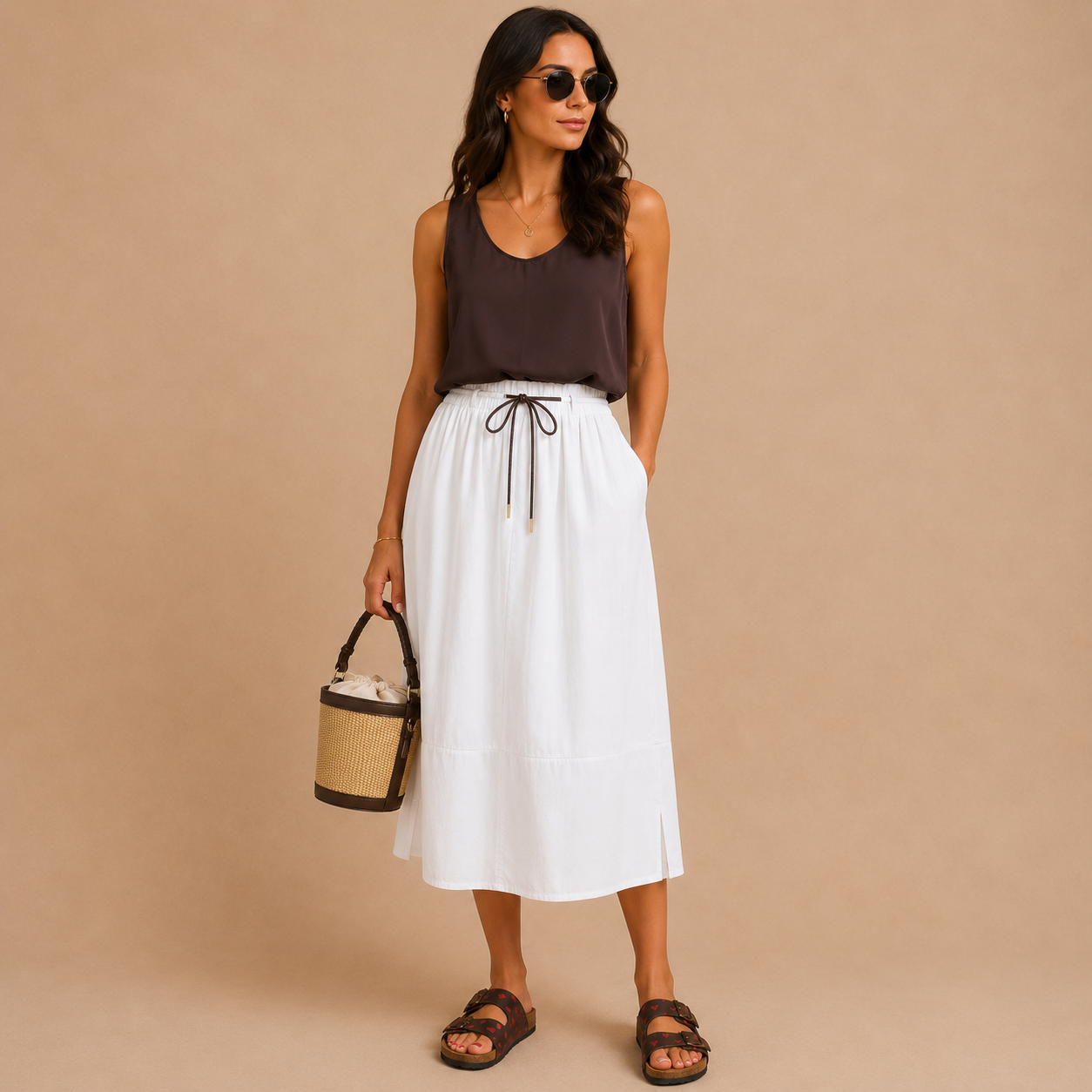 Canotta Donna in Viscosa con Dettaglio Sport Chic
