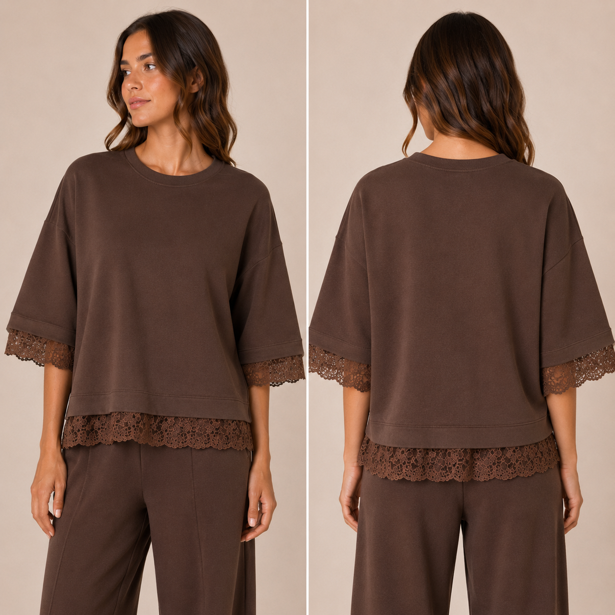 Maglia Tuta Oversize con dettagli in pizzo
