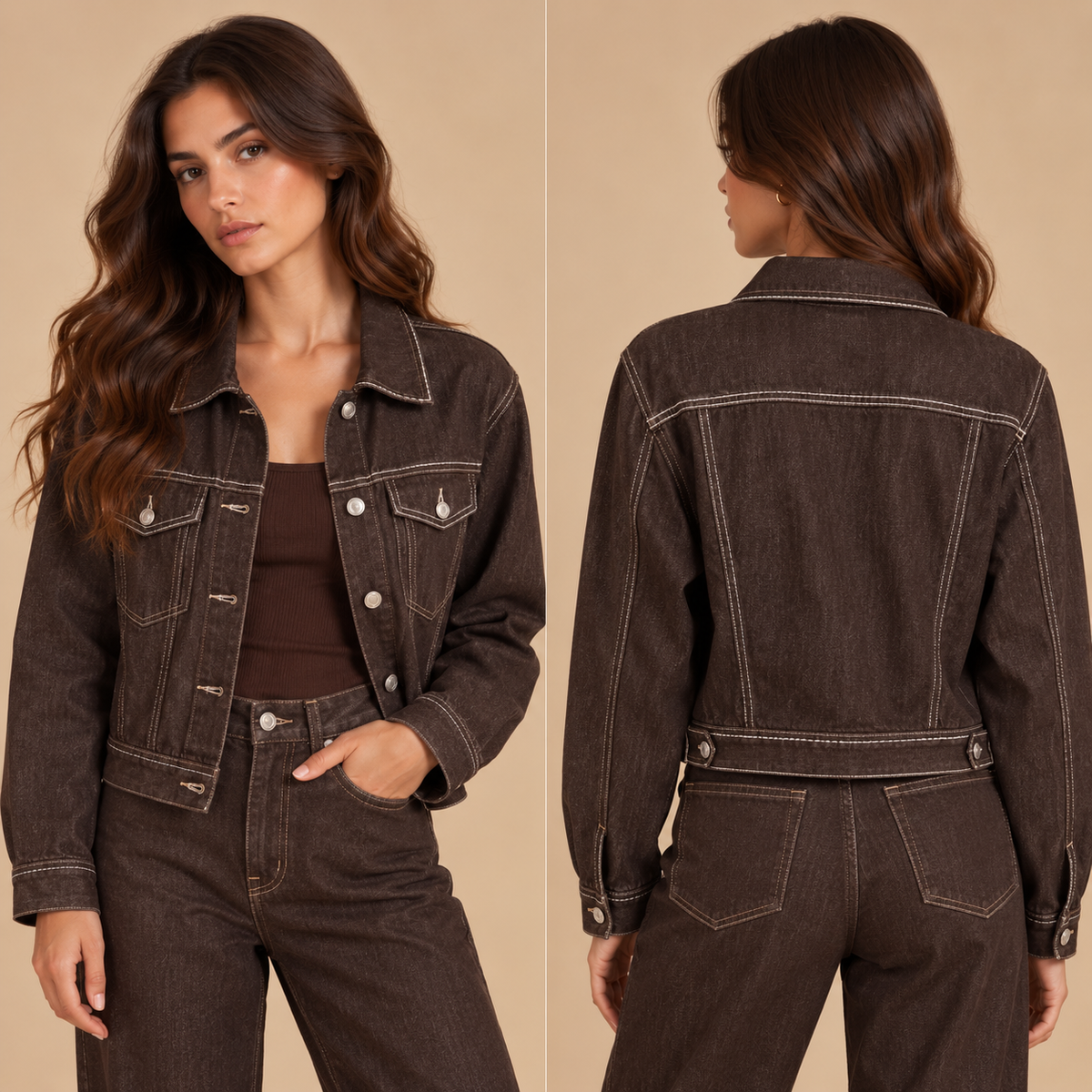 Giacca in denim marrone