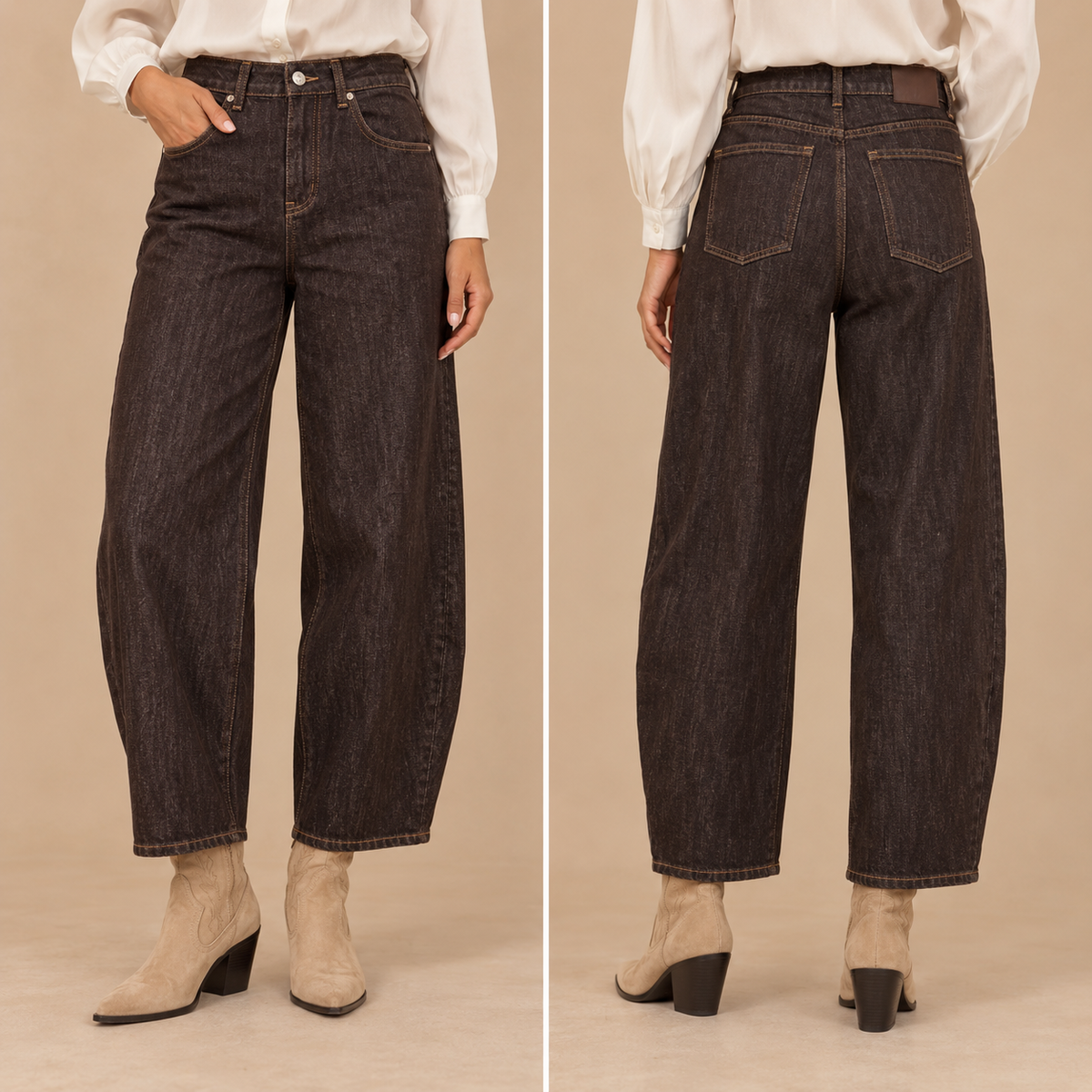 Jeans wide leg marrone