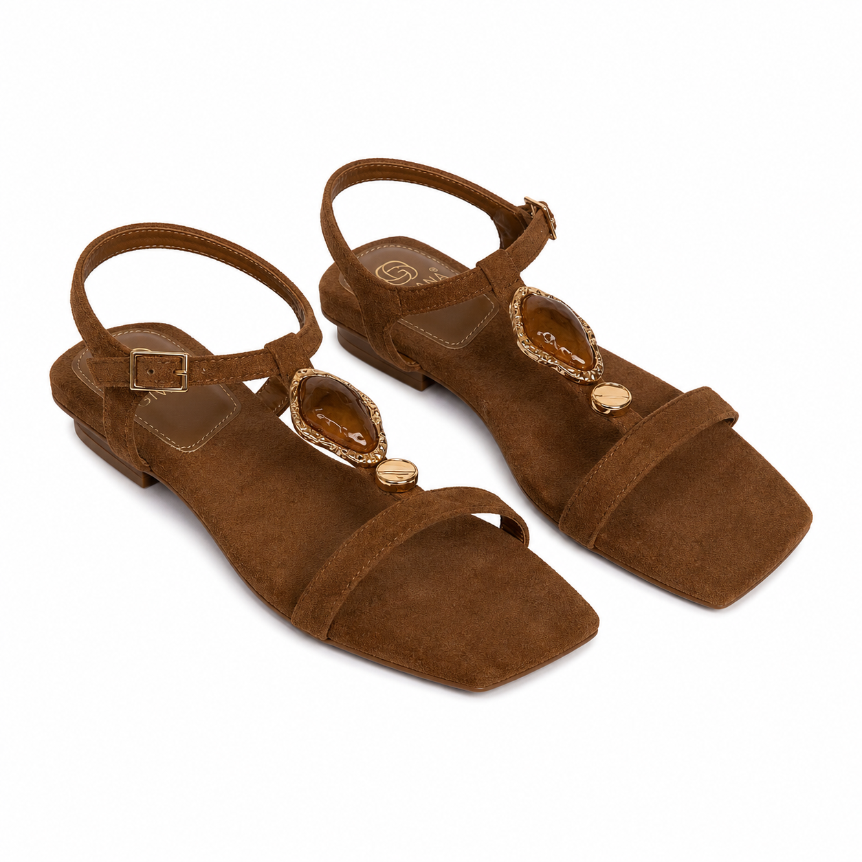 Sandalo Gioiello Donna Effetto Suede Mocha