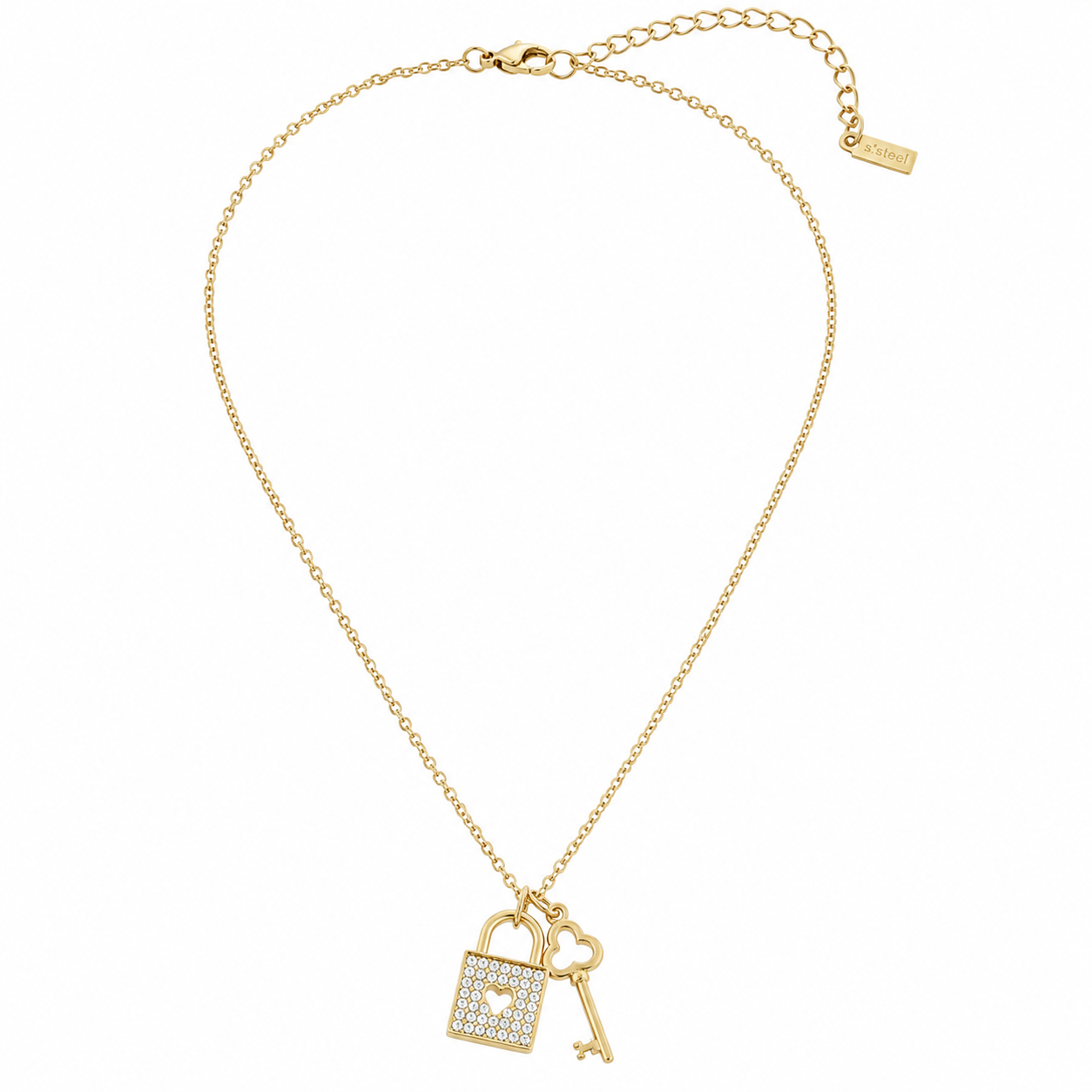 Collana Lucchetto & Chiave con Zirconi