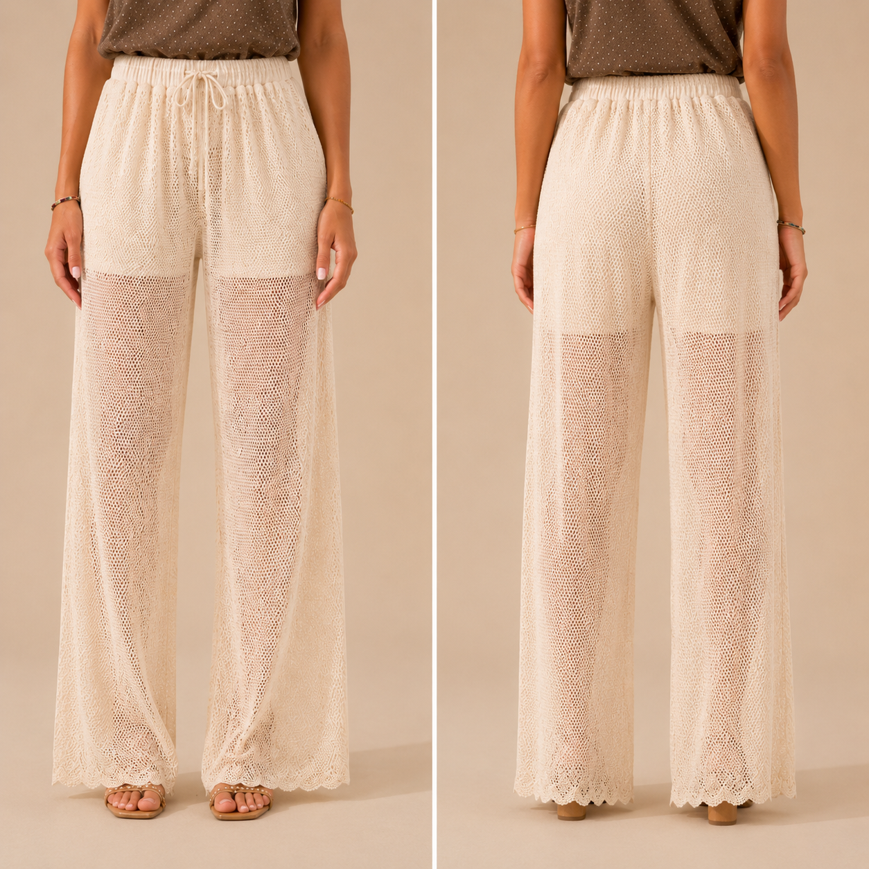 Pantalone Palazzo Bianco in Maglia Traforata
