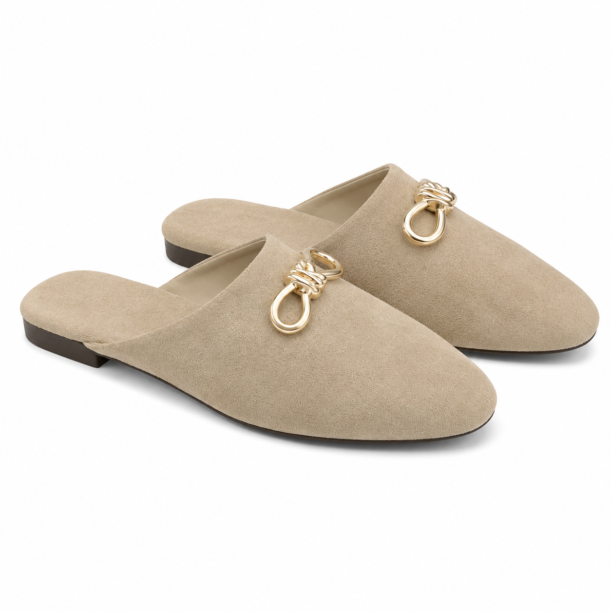 Sabot in Camoscio con Accessorio Gold