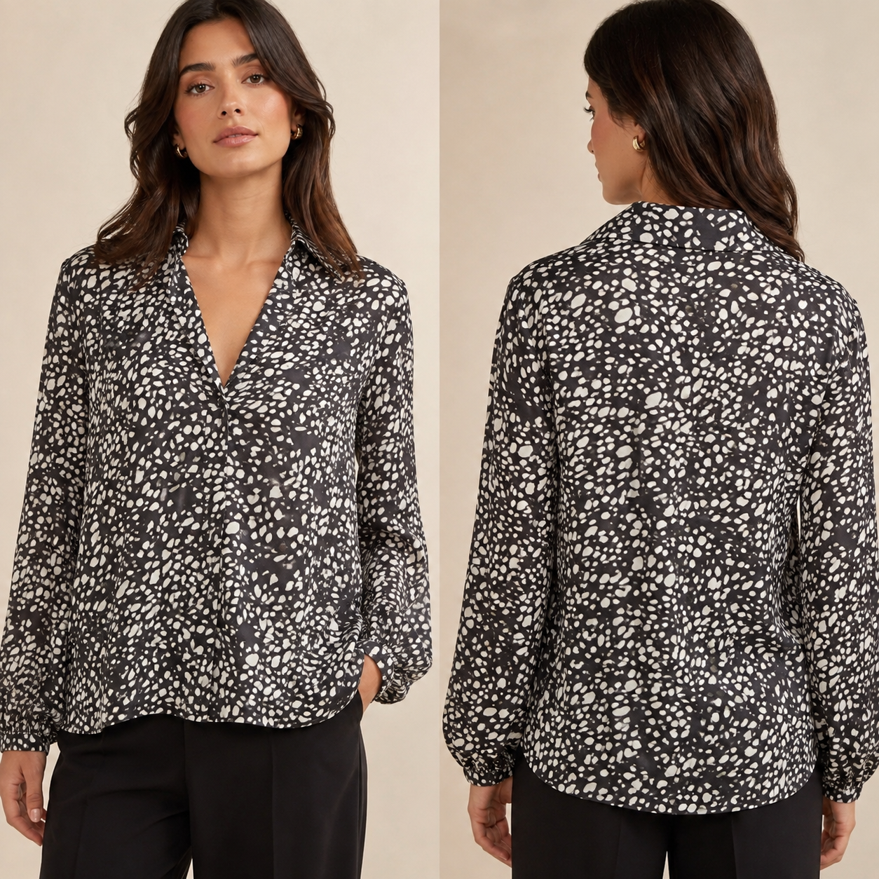 Camicia Donna Fantasia Bianco e Nero