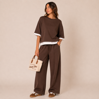 Pantalone Tuta wide leg con coulisse