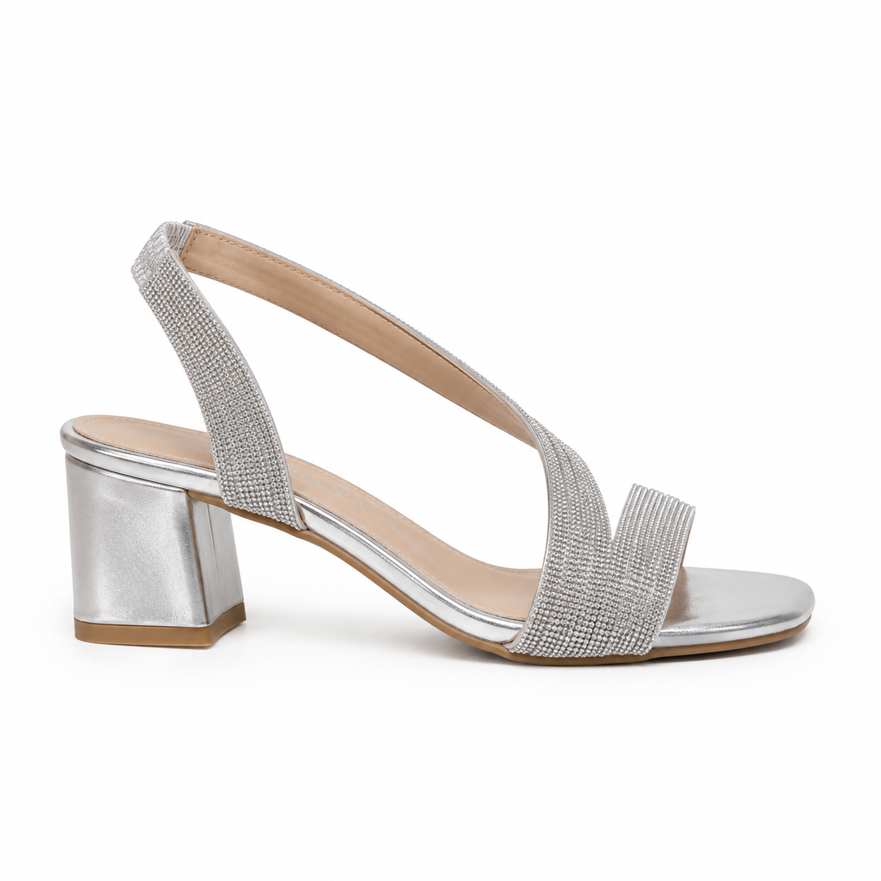 Sandalo Donna Elegance con Fasce Brillantinate e Tacco