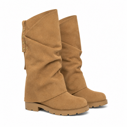 Stivale Arricciato Donna in Camoscio con Borchie