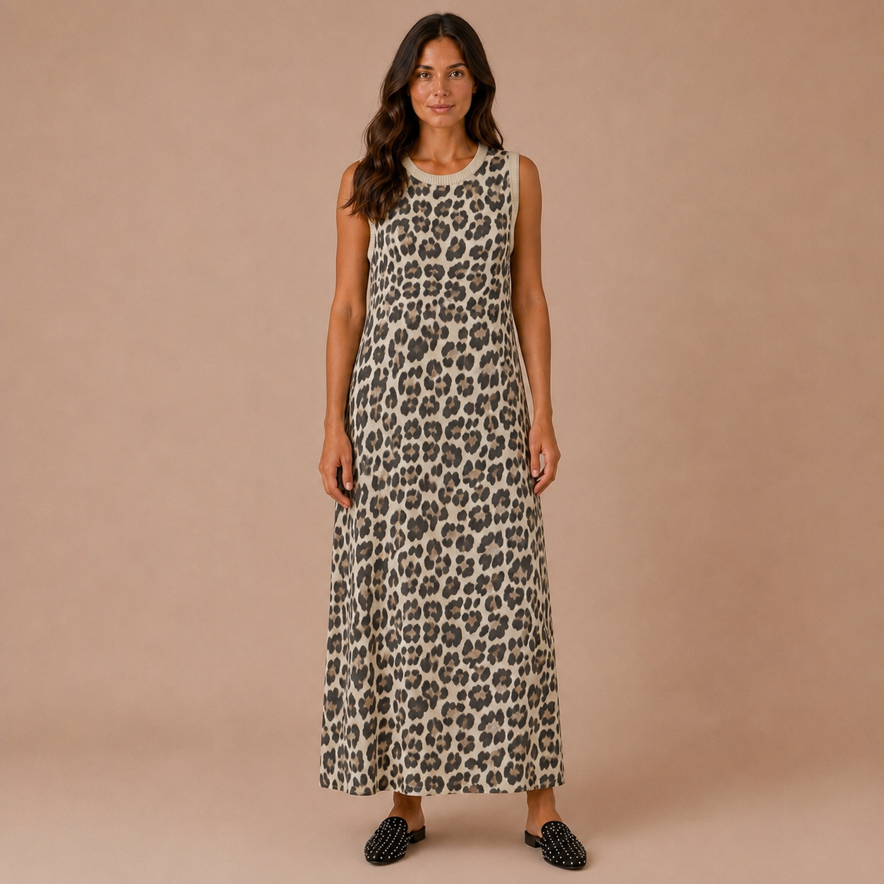 Vestito Lungo in Cotone Animalier