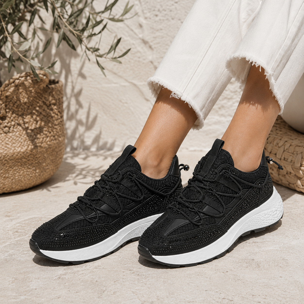 Sneakers Donna Chunky con Strass