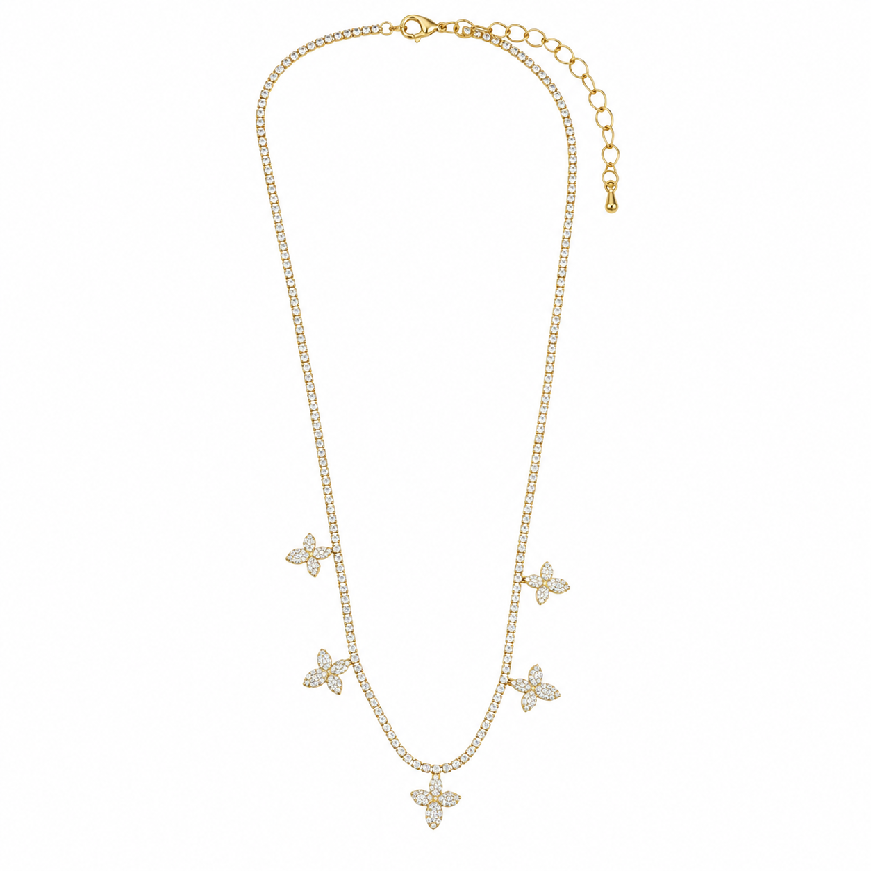 Collana Tennis con Farfalle in Zirconi