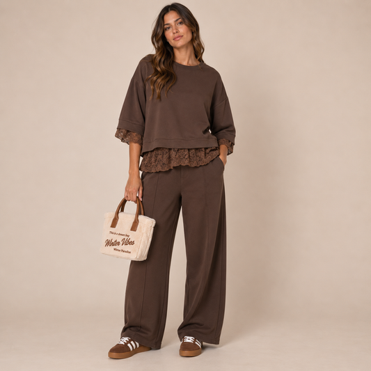 Maglia Tuta Oversize con dettagli in pizzo