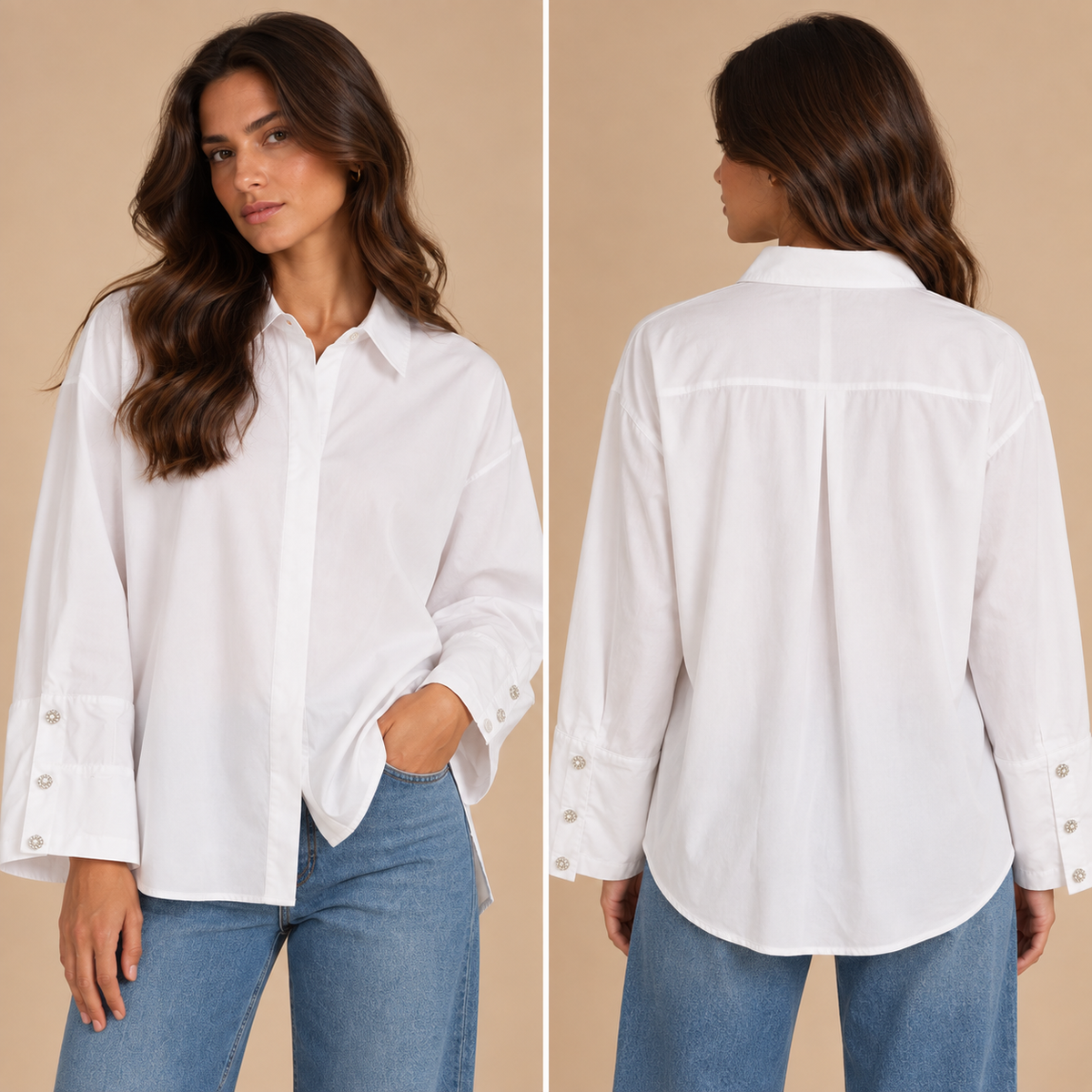 Camicia oversize con bottoni gioiello – Altamira Milano