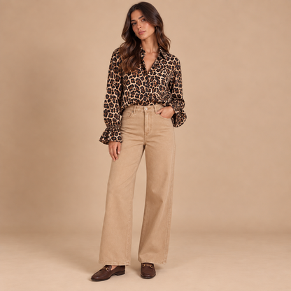 Camicia animalier con polsini a volant – Altamira Milano