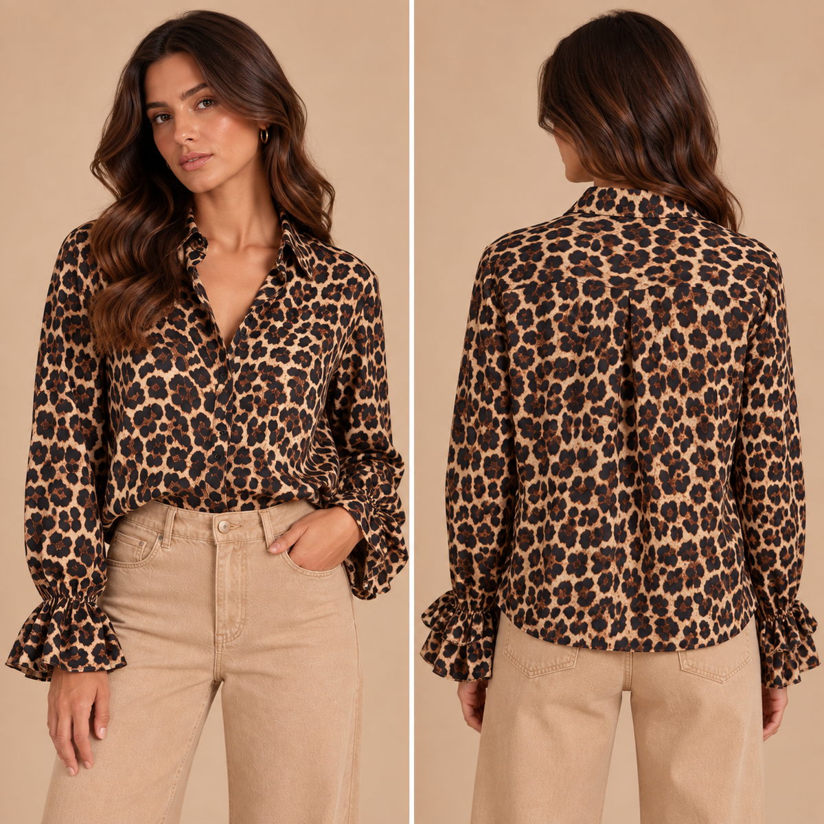 Camicia animalier con polsini a volant – Altamira Milano