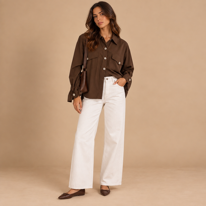Camicia oversize con bottoni gioiello – Altamira Milano
