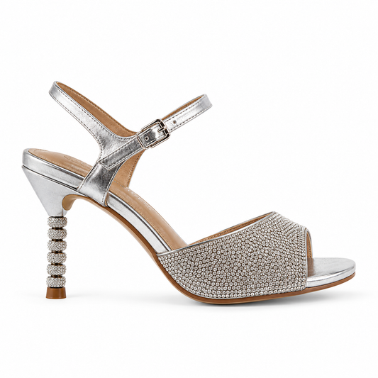 Elegante Sandalen Damen Crystal Silver