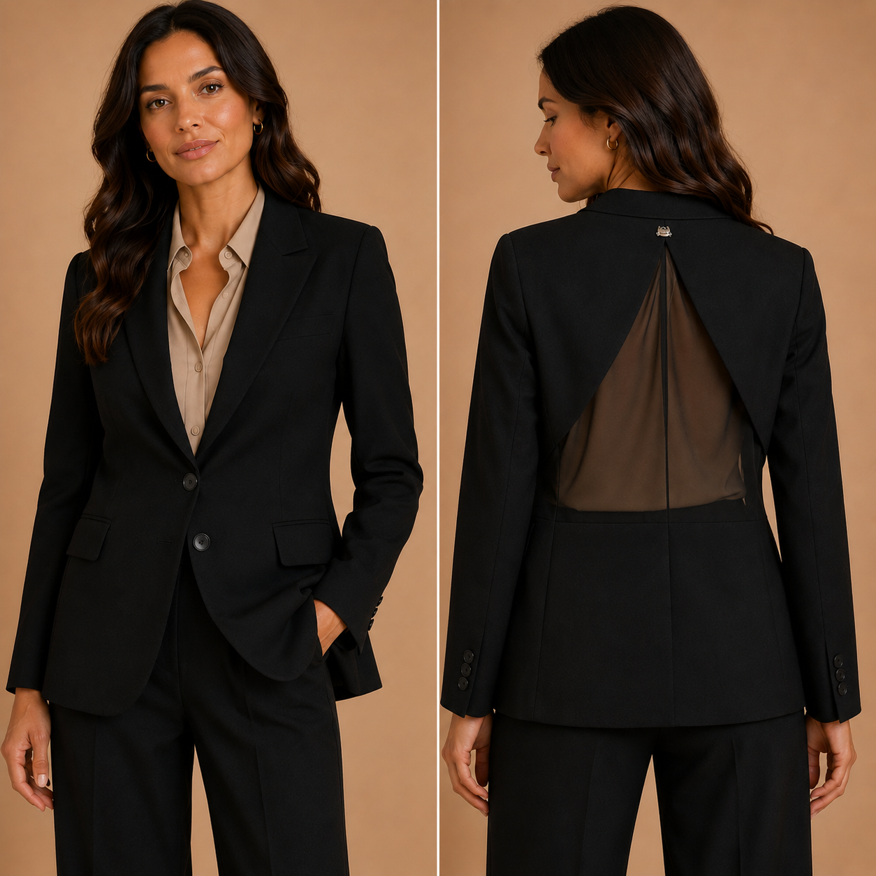 Blazer Donna Nero con Inserto Trasparente Mimi-Mua