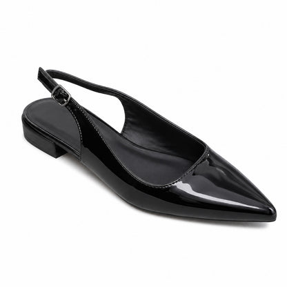 Scarpa Donna Elegante a Punta con Tallone Aperto – Nera e Beige