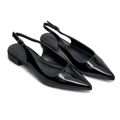 Scarpa Donna Elegante a Punta con Tallone Aperto – Nera e Beige