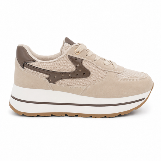 Plateau Sneaker Damen mit Kontrasteinsätzen