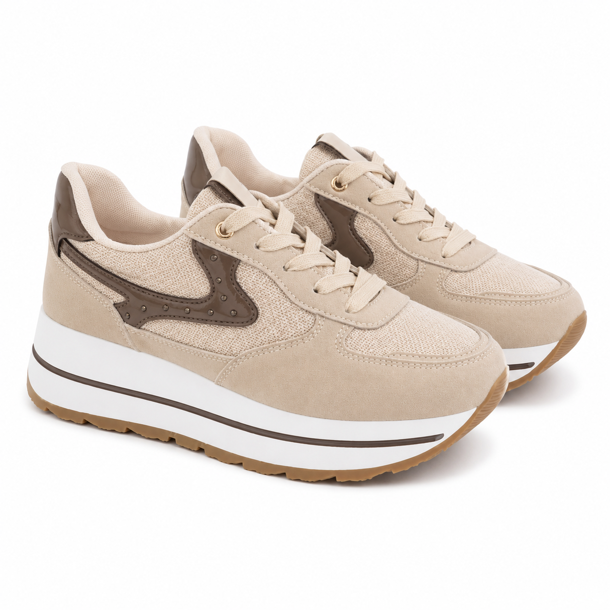 Sneakers Platform con Inserti a Contrasto