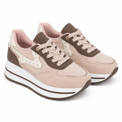 Sneakers Platform con Inserti a Contrasto