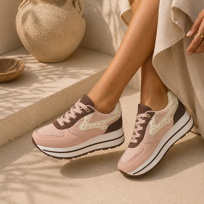 Sneakers Platform con Inserti a Contrasto