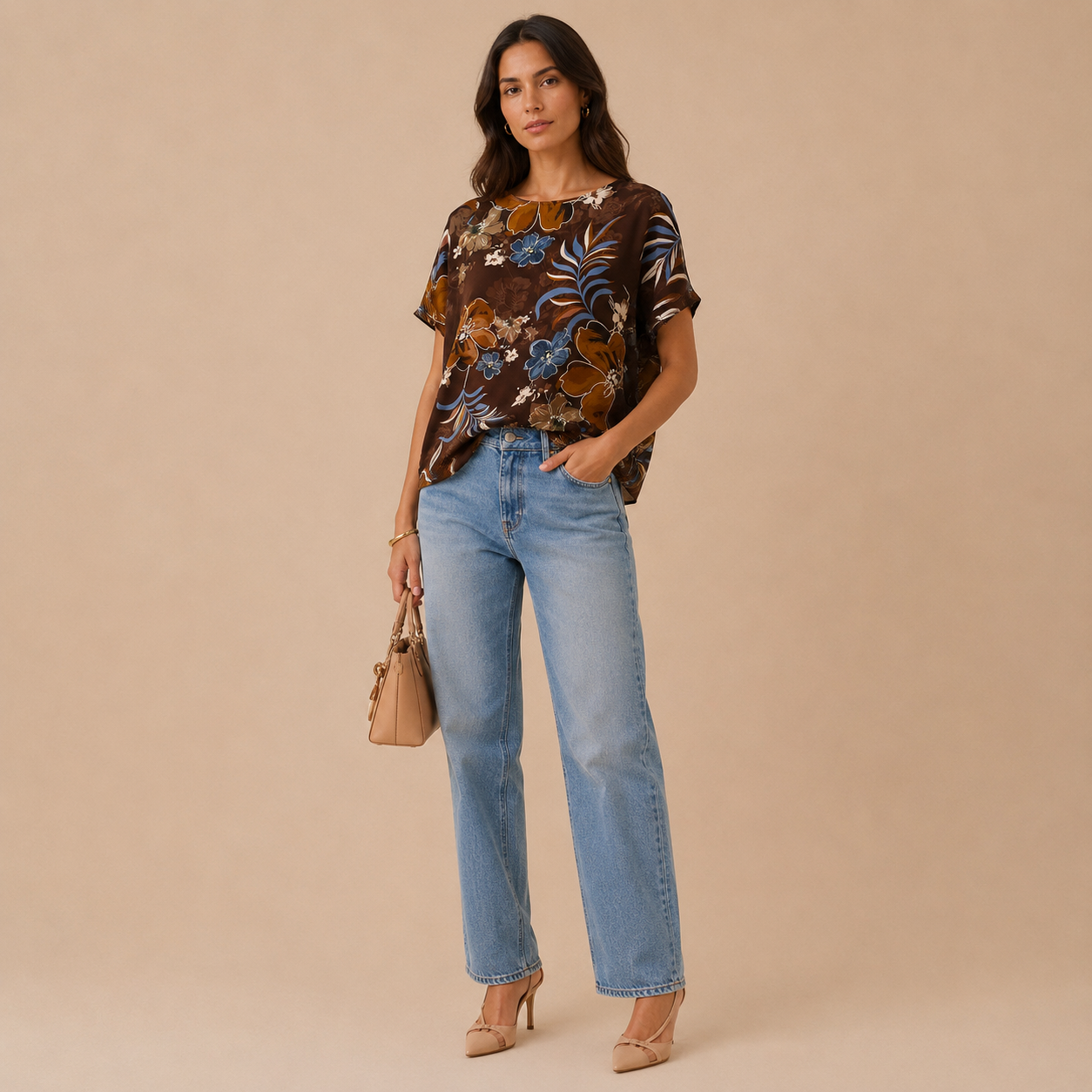 Blusa Floreale Fantasia Botanical – Marrone