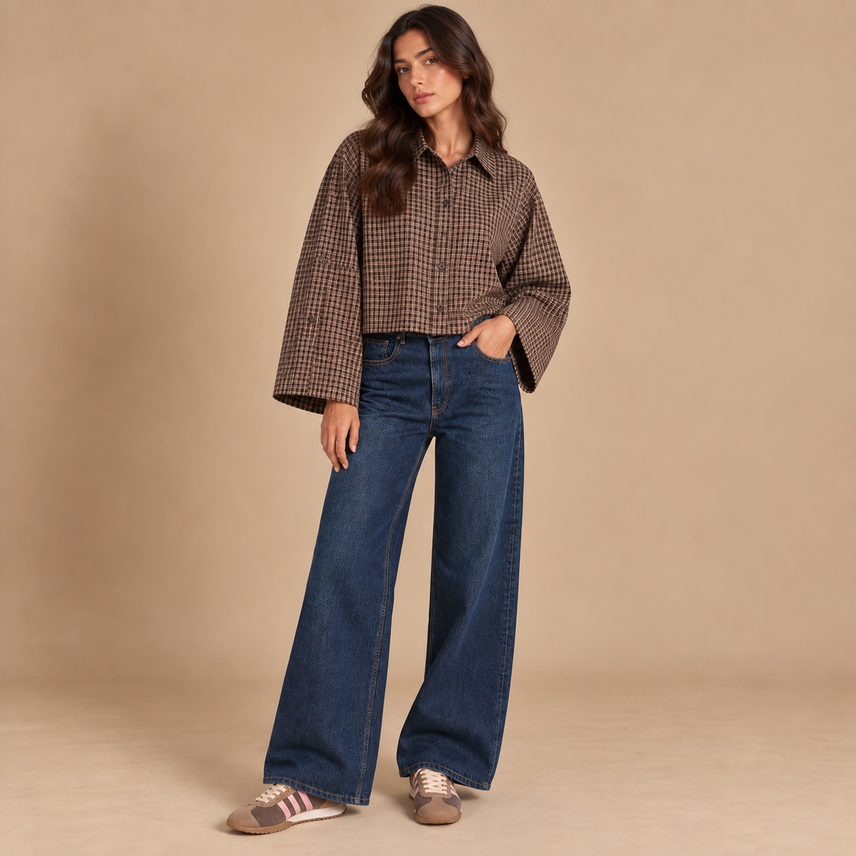 Camicia cropped a quadri