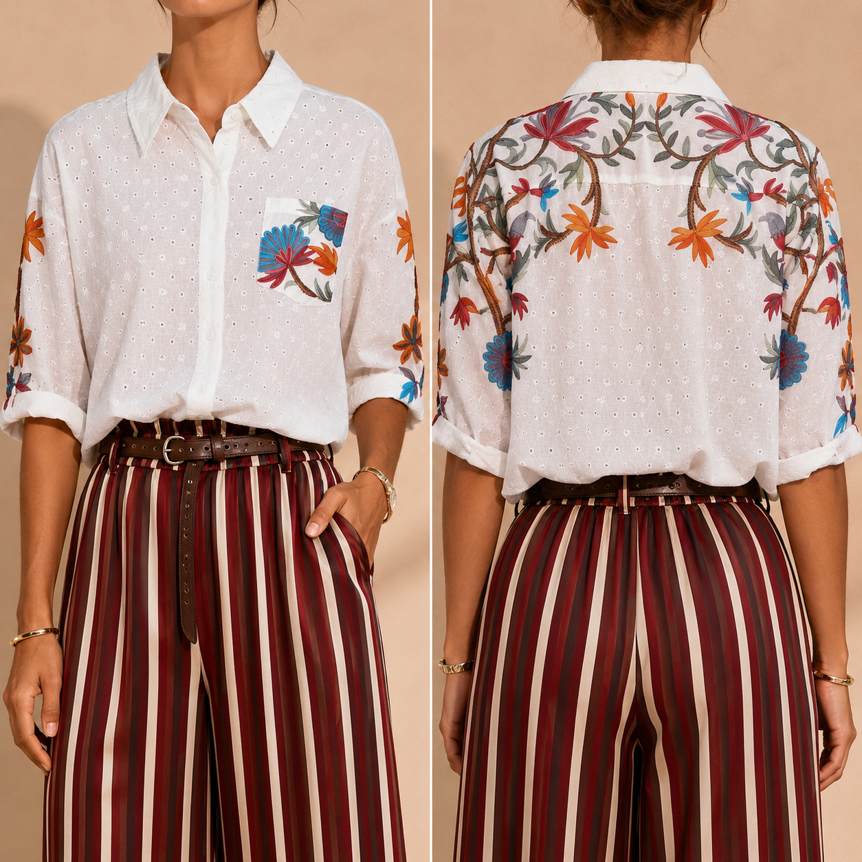 Camicia Donna Ricamata in Cotone