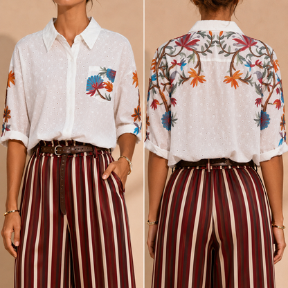 Camicia Donna Ricamata in Cotone