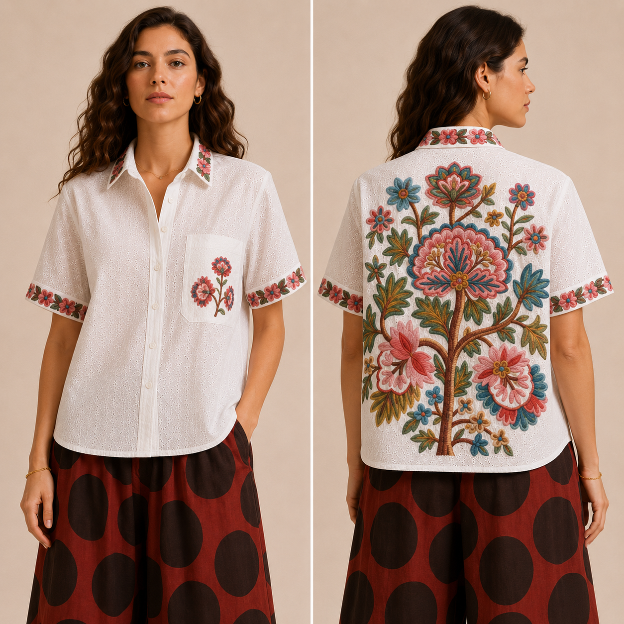 Camicia Donna Ricamata in Cotone