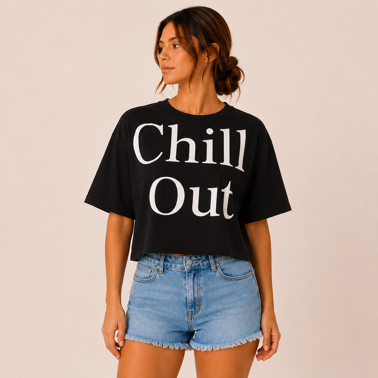 T-Shirt Donna “Chill Out” Bianca/Nera