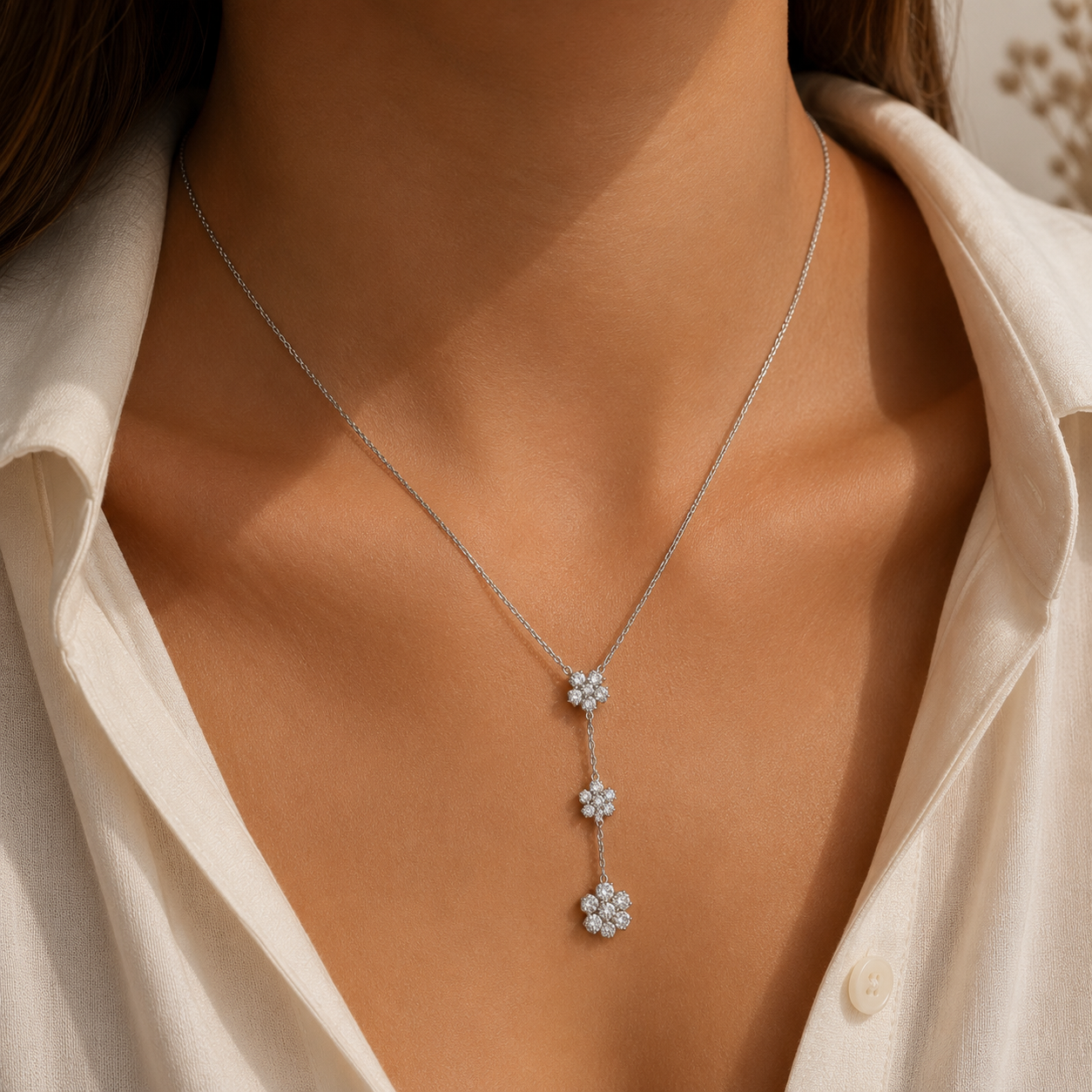 Collana Flowers con Zirconi Pendenti