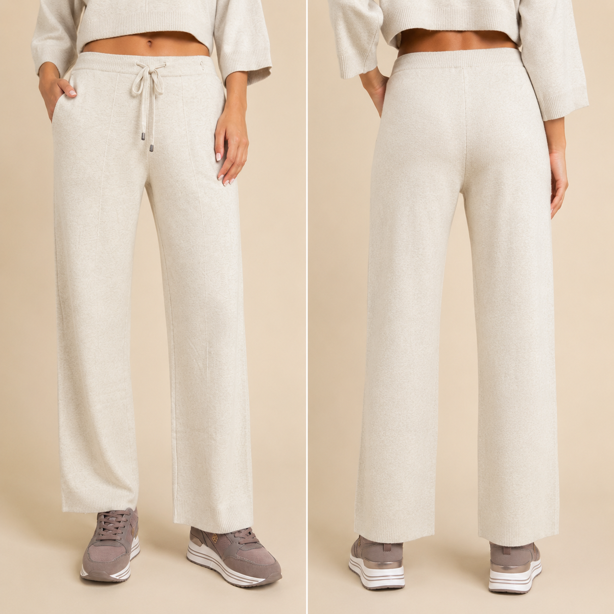 Pantalone wide leg in maglia