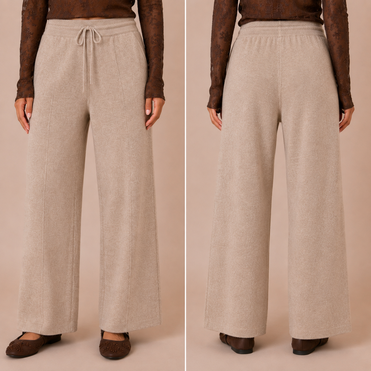 Pantalone wide leg in maglia