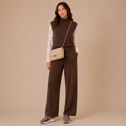 Pantalone wide leg in maglia