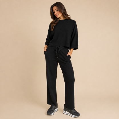 Pantalone wide leg in maglia