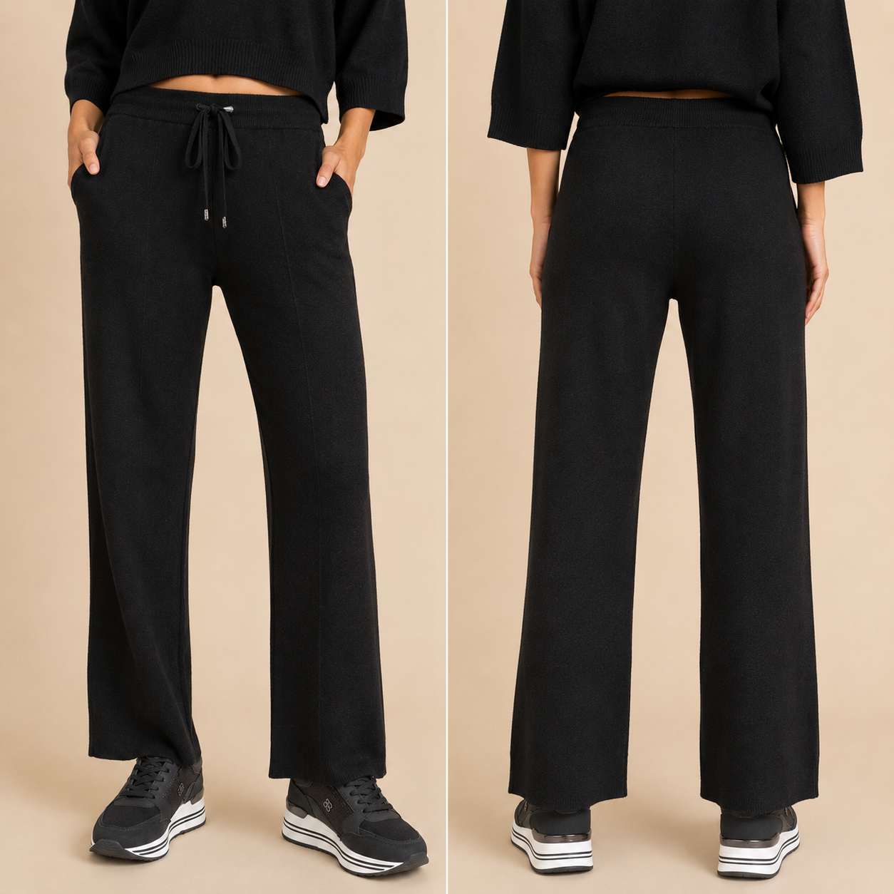 Pantalone wide leg in maglia