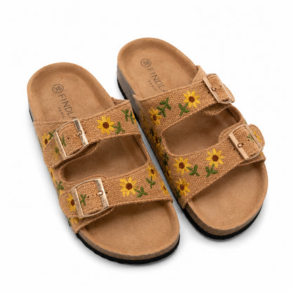 Ciabatta Donna Doppia Fascia Girasoli
