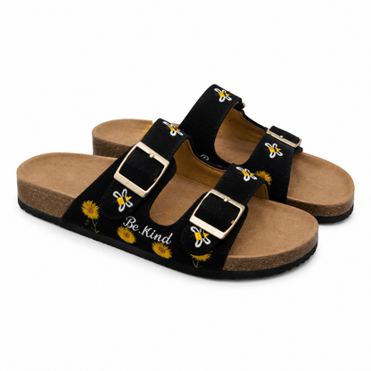 Ciabatte Doppia Fascia Be Kind con Girasoli e Api