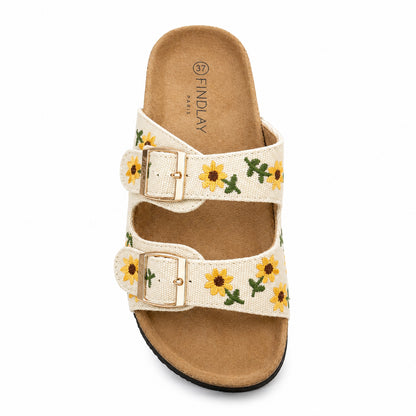 Ciabatta Donna Doppia Fascia Girasoli