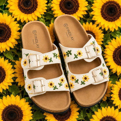 Ciabatta Donna Doppia Fascia Girasoli