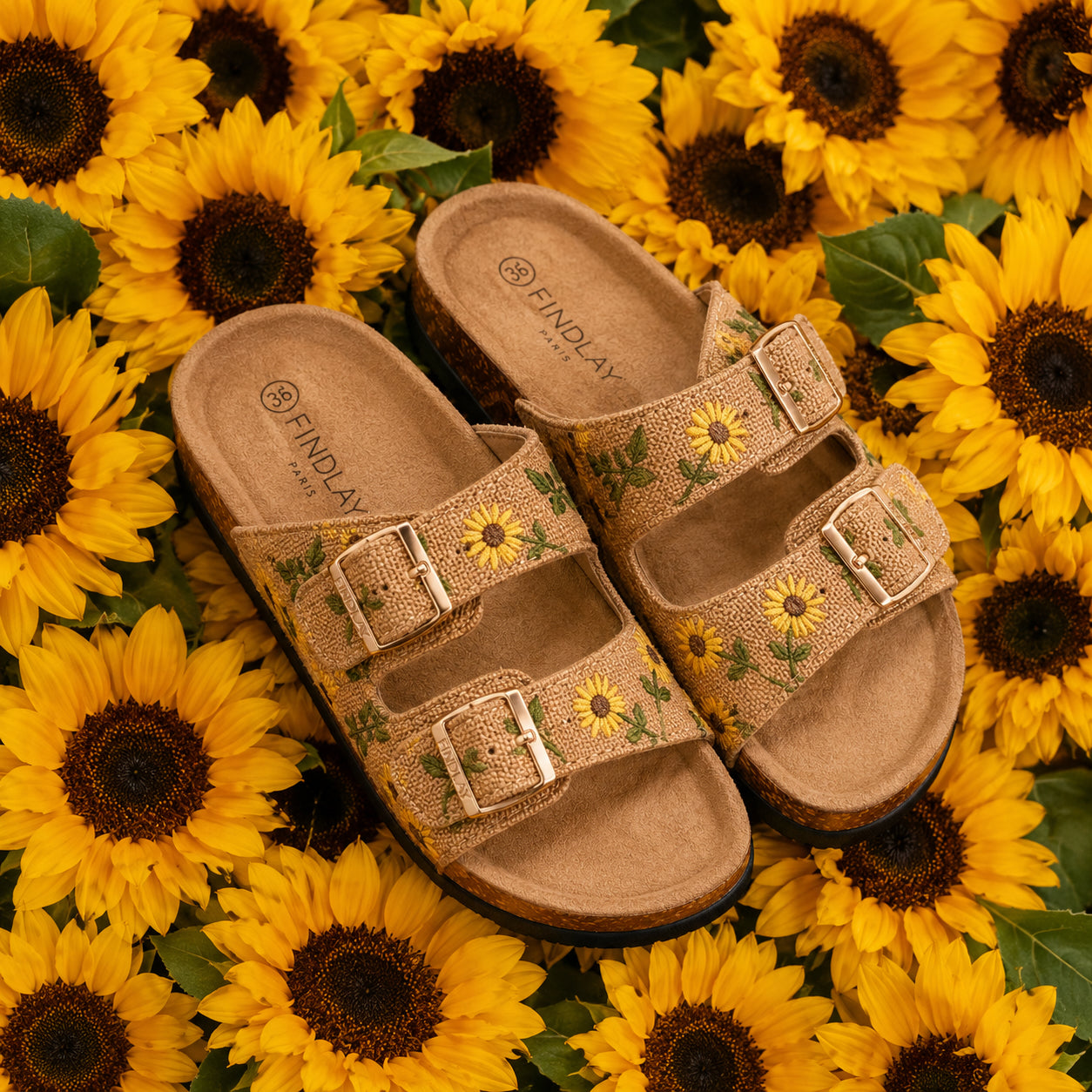 Ciabatta Donna Doppia Fascia Girasoli