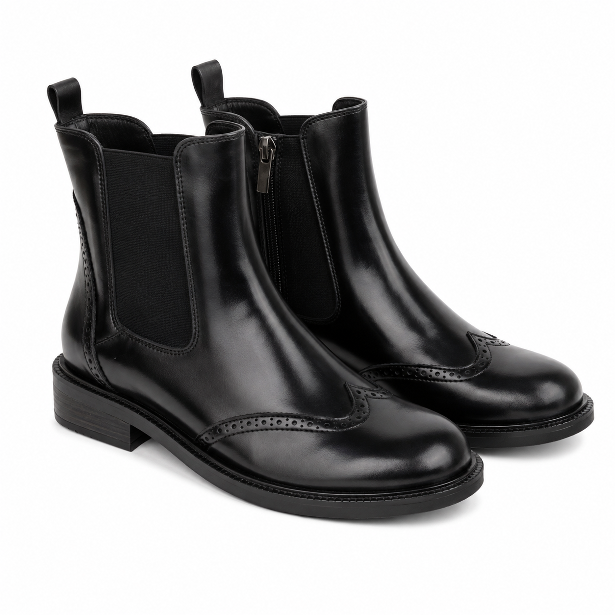 Stivali Chelsea boots con dettaglio brogue