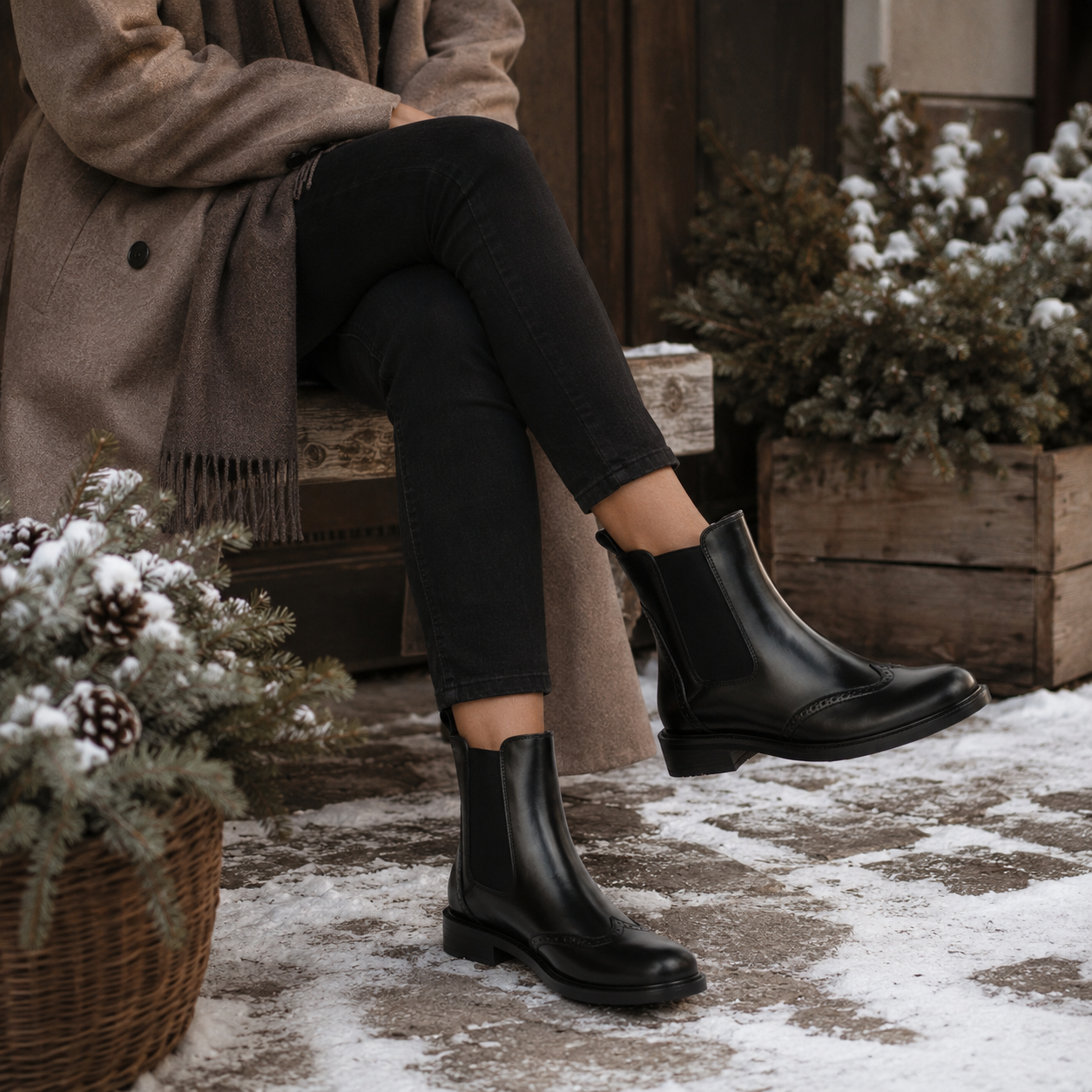 Stivali Chelsea boots con dettaglio brogue