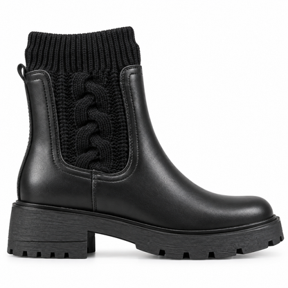 Stivaletto chunky con inserto in maglia