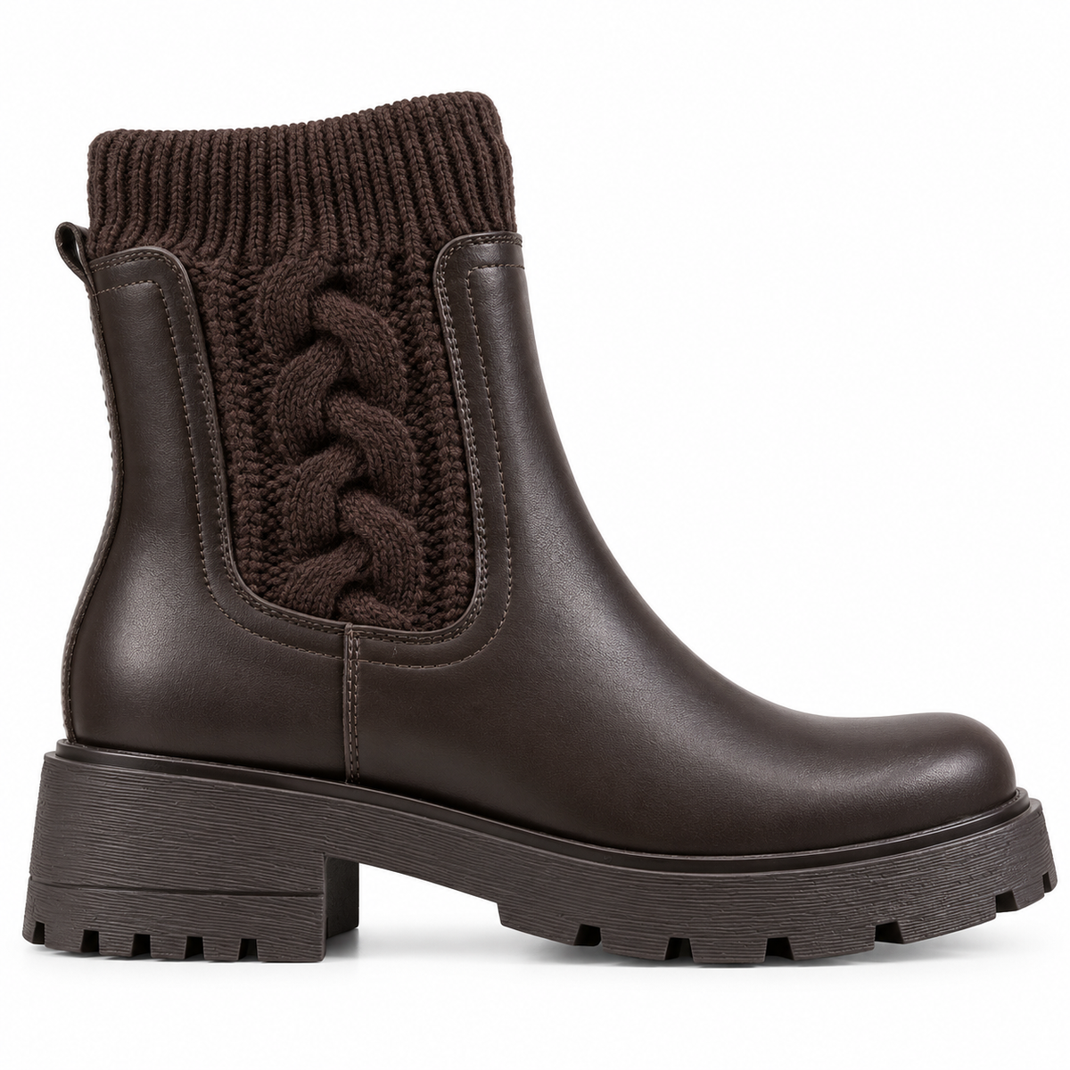 Stivaletto chunky con inserto in maglia