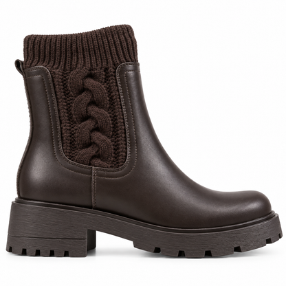 Stivaletto chunky con inserto in maglia